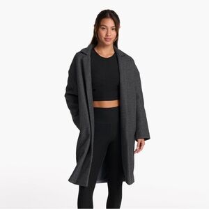 Vuori Melton Trench Coat Black Heather